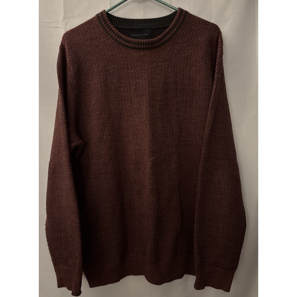 Geoffrey Beene Men's Lg 100% Acrylic Burgundy Pullover‎ Sweater Vintage